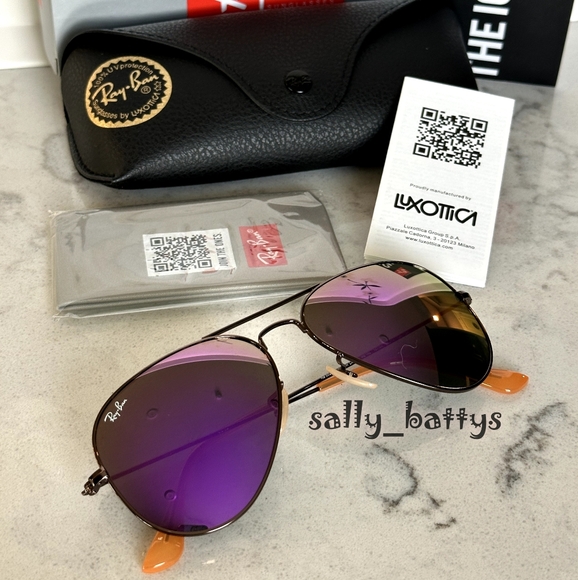 Ray-Ban (Store Display) Aviator Reflective Purple Lenses RB3025 Mirror - Picture 4 of 17